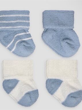 Carter's Blue and White Plush Baby Bootie Socks - 4 Pack